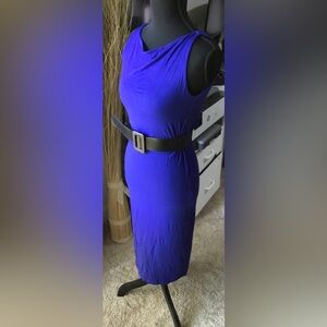Join Clothes Stylish Blue Knee-Length Dress